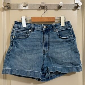 American Eagle Shorts - High Rise Stretch Denim Medium Blue